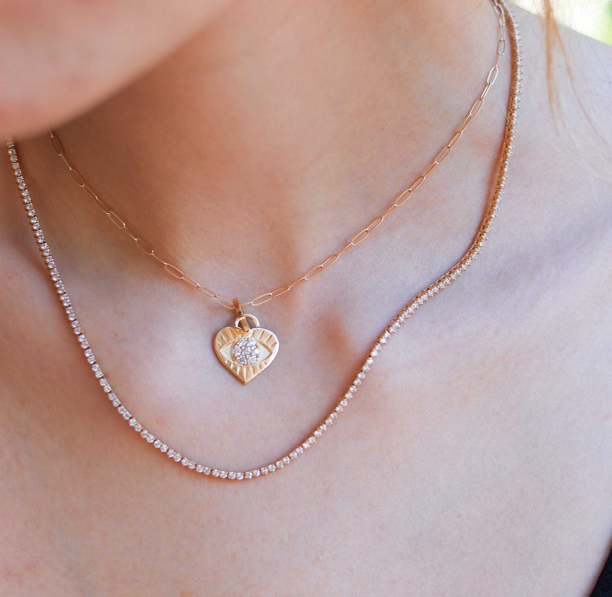 EYE LOVE DIAMOND HEART CHARM