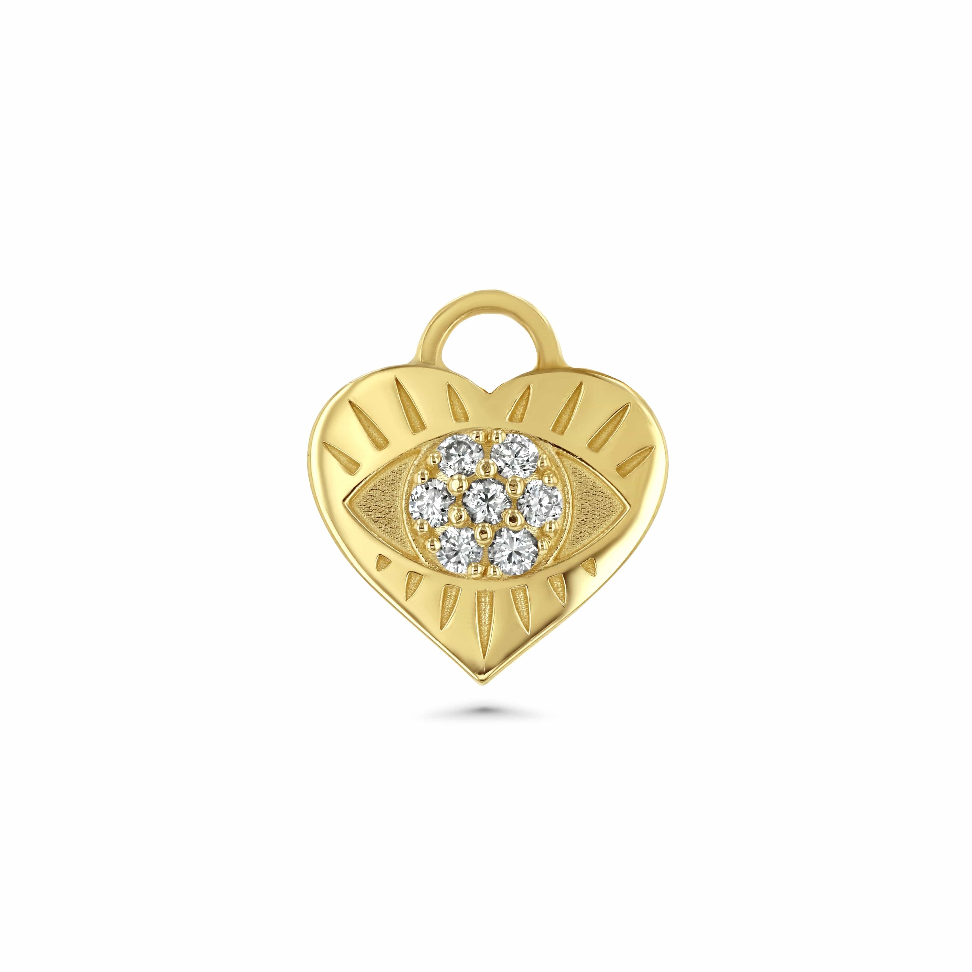 EYE LOVE DIAMOND HEART CHARM
