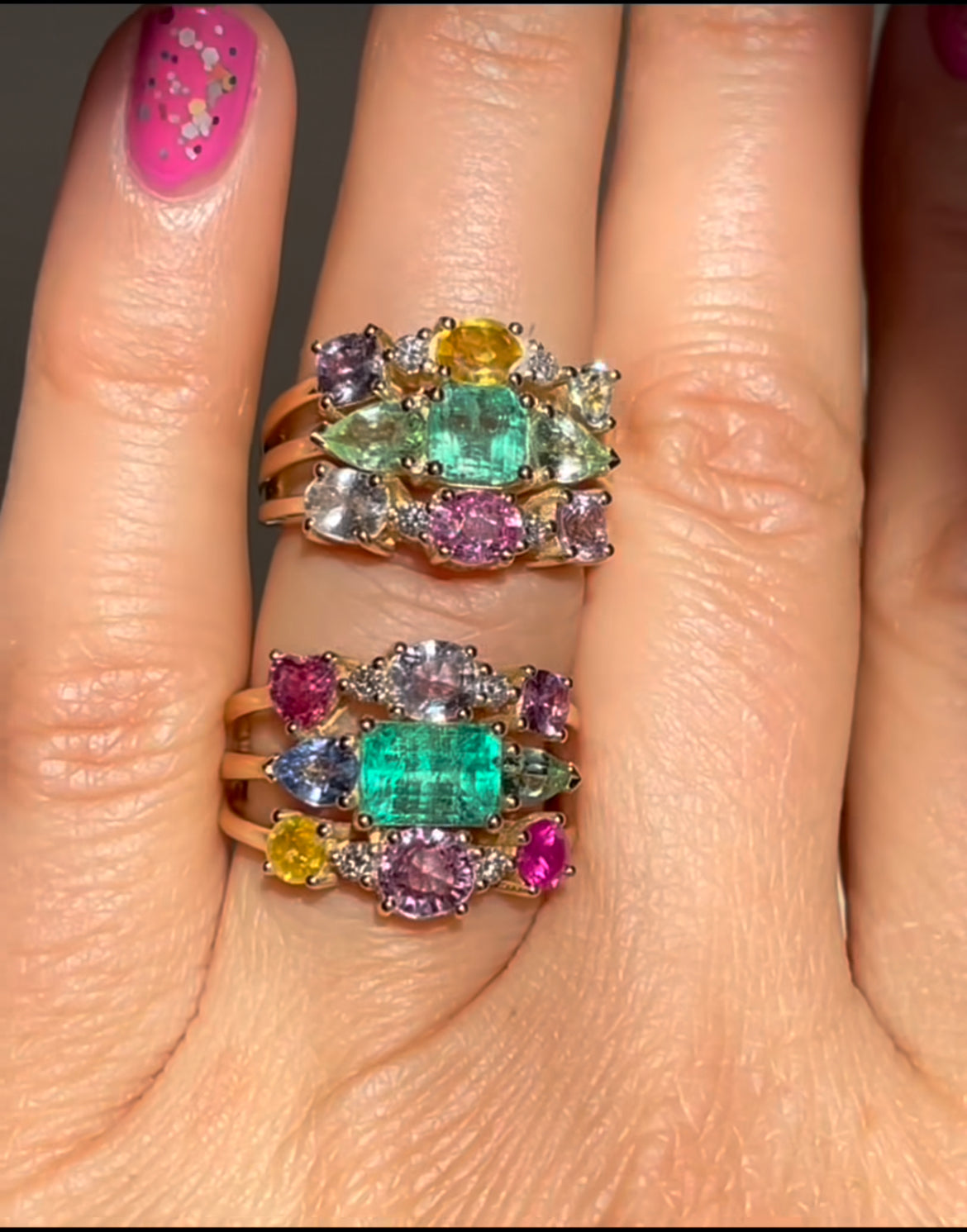 TROPICANA EMERALD SAPPHIRE RING sonomajewel