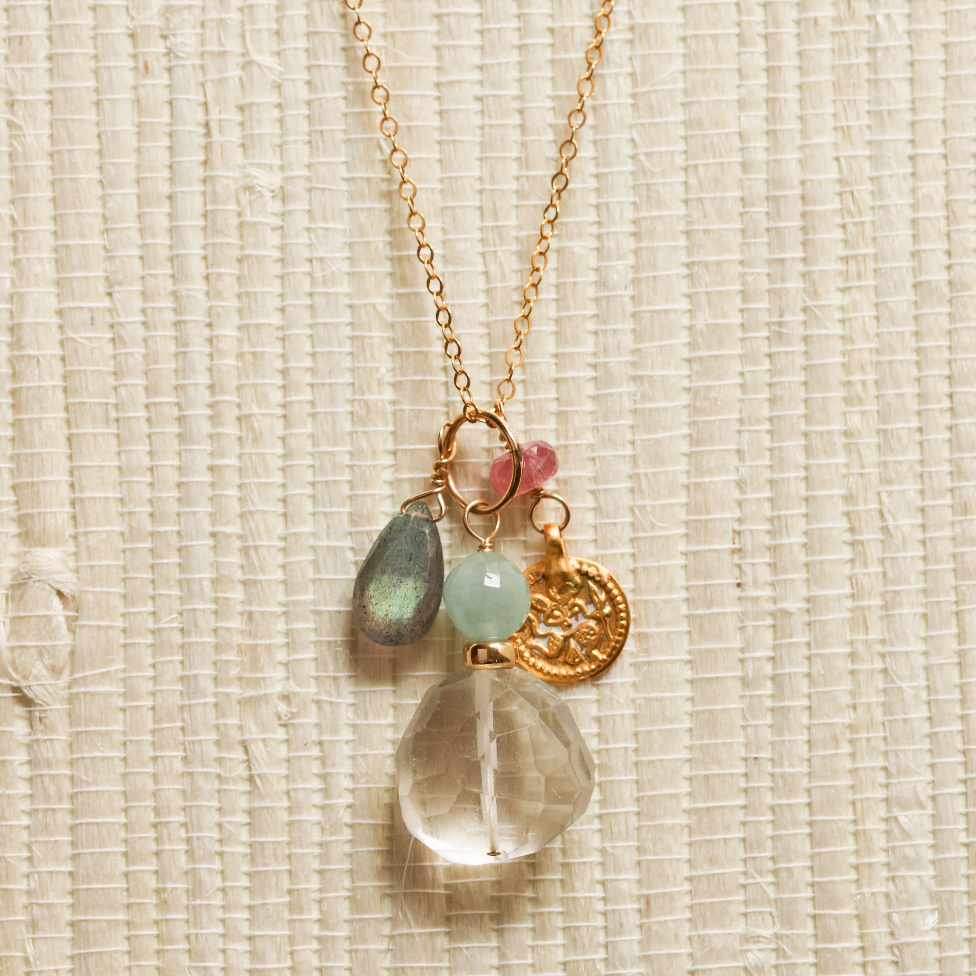 CRYSTAL QUARTZ GEMSTONE TALISMAN NECKLACE