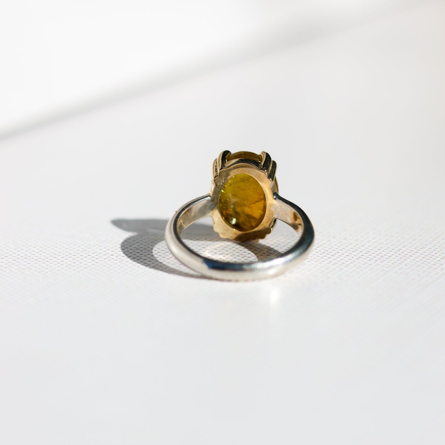 Yellow Tourmaline Cabochon Ring