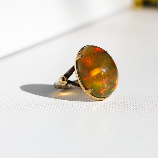 Opal Ring with 18K Design