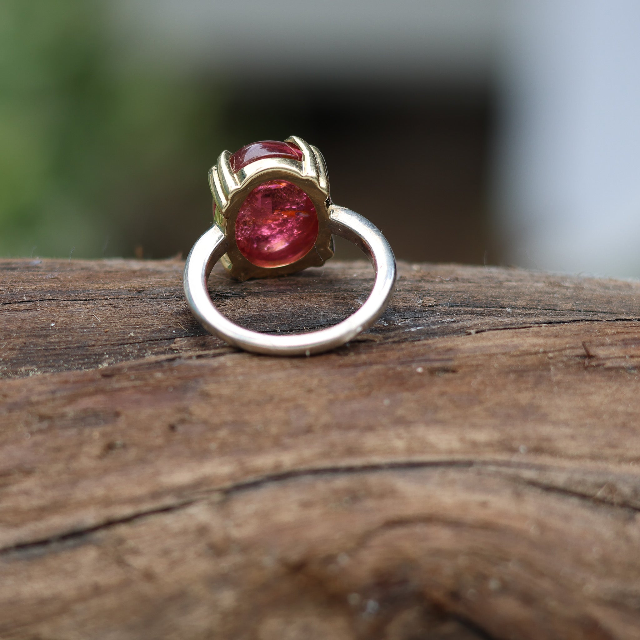 Pink Tourmaline Cabochon Ring