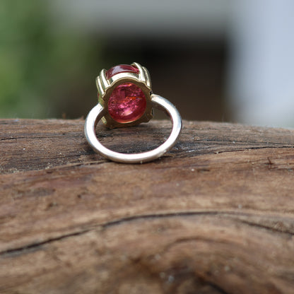Pink Tourmaline Cabochon Ring