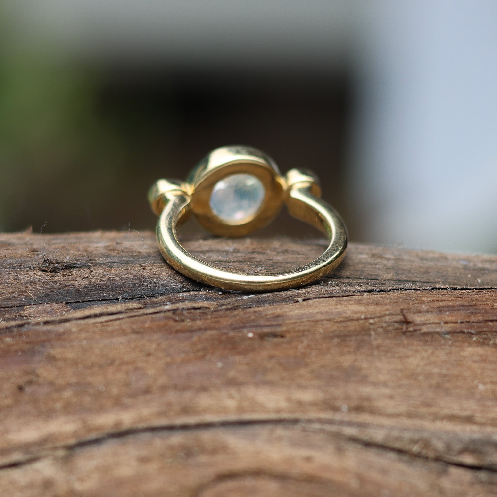 Rainbow Moonstone Diamond Ring