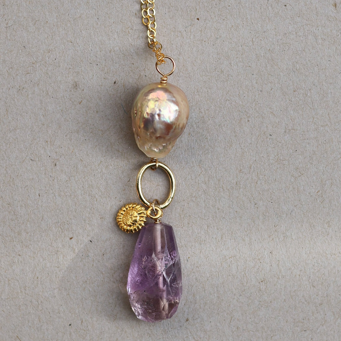 AMETHYST PEARL DREAM CATCHER NECKLACE