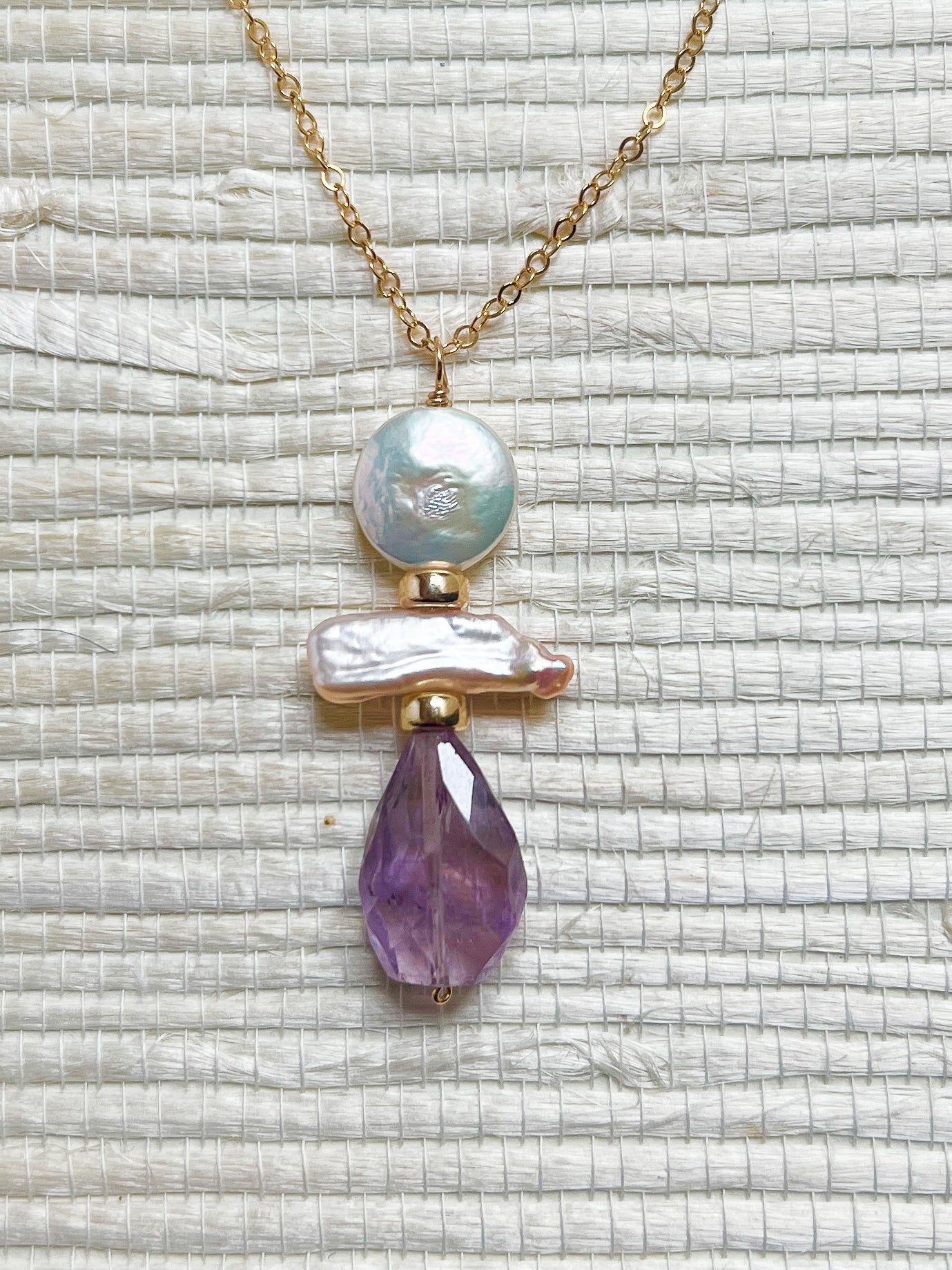 AMETHYST PEARL TALISMAN NECKLACE
