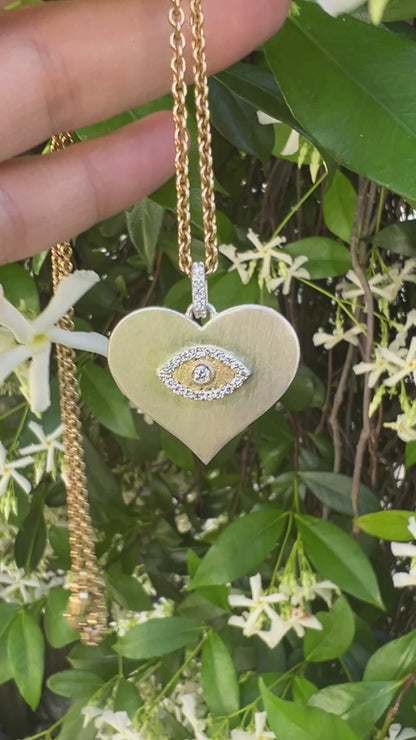 Eye Love Silver Diamond Heart Pendant