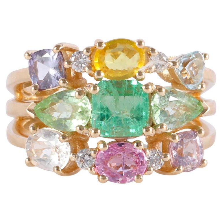 TROPICANA EMERALD SAPPHIRE RING