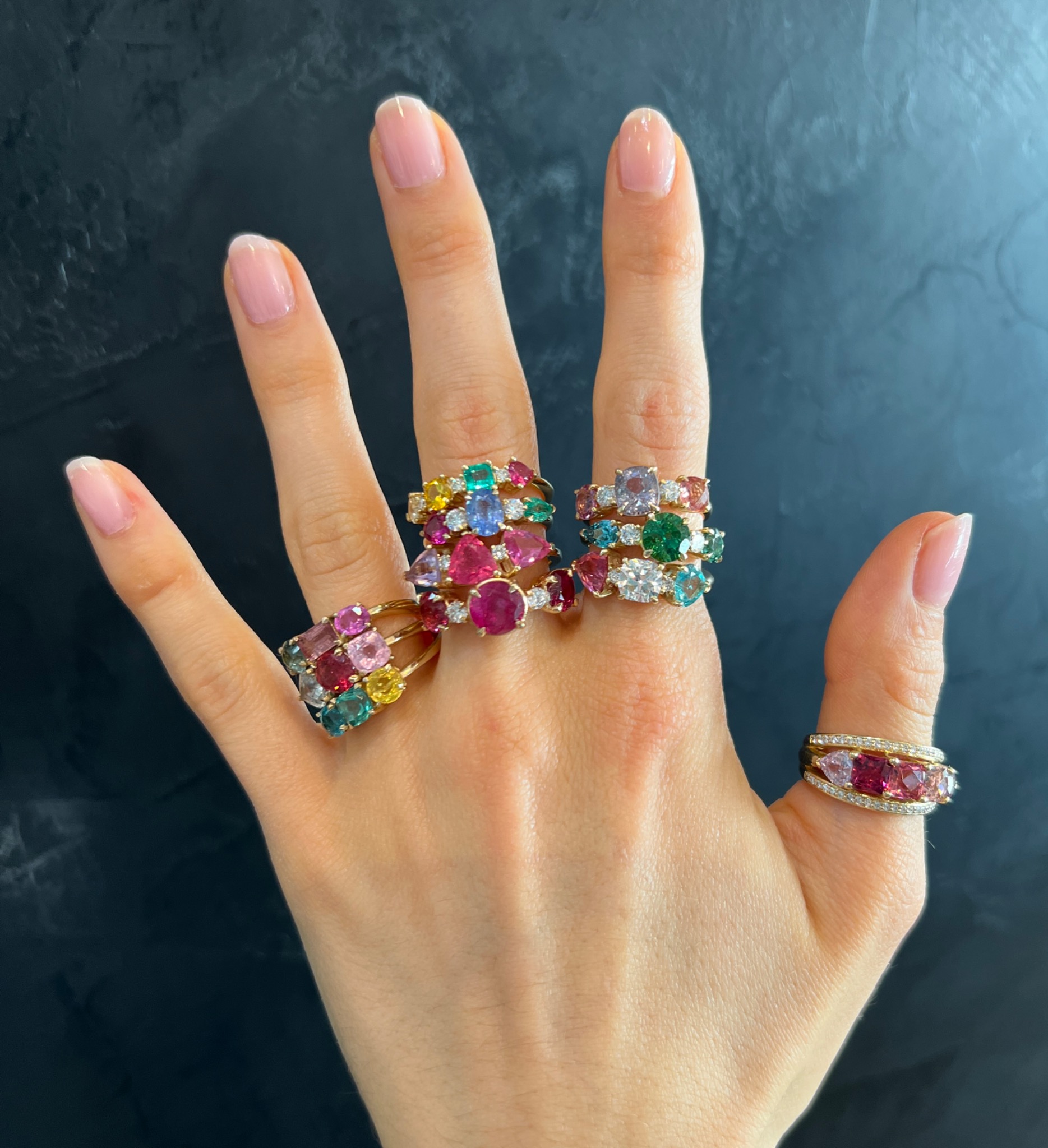 Colorful gemstone rings